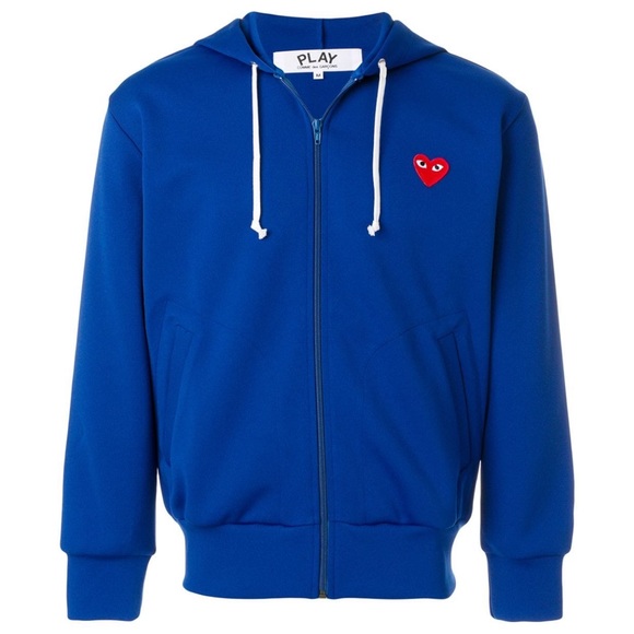 Comme Des Garçons CDG Play Blue Mens Zip Up Hoodie Size Large - Picture 1 of 12